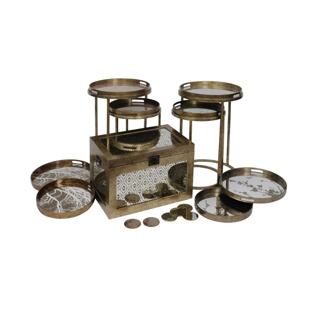 Vienna Blossom Set of 2 Trays - Antique Gold - Image 4