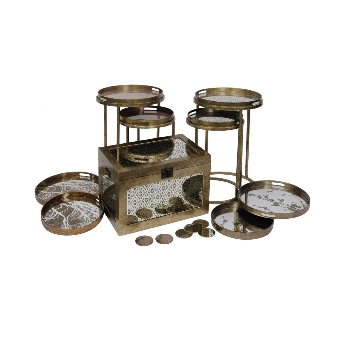 Vienna Tree Set of 2 Trays - Antique Gold - Image 4