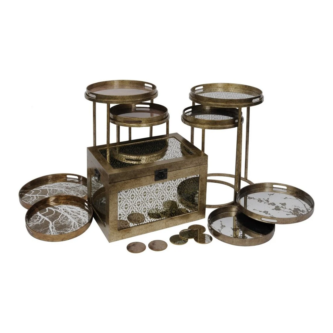 Vienna Tree Set of 2 Trays - Antique Gold - Image 5